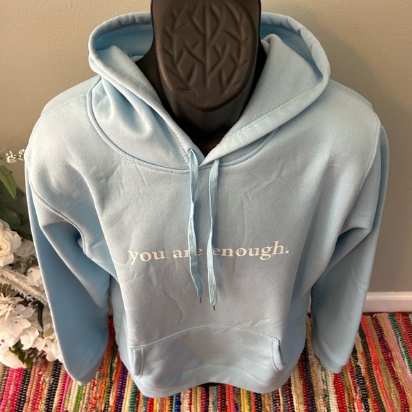 NEW You Are Enough Motivation Hoodie Sweatshirt Dear Person Behind Me Blue XL - Picture 3 of 7